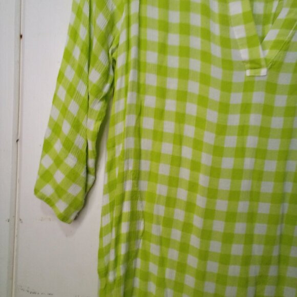 Soft Surroundings Shirt Women S Half Sleeve V-Neck Plaid Gingham Green - Picture 5 of 16